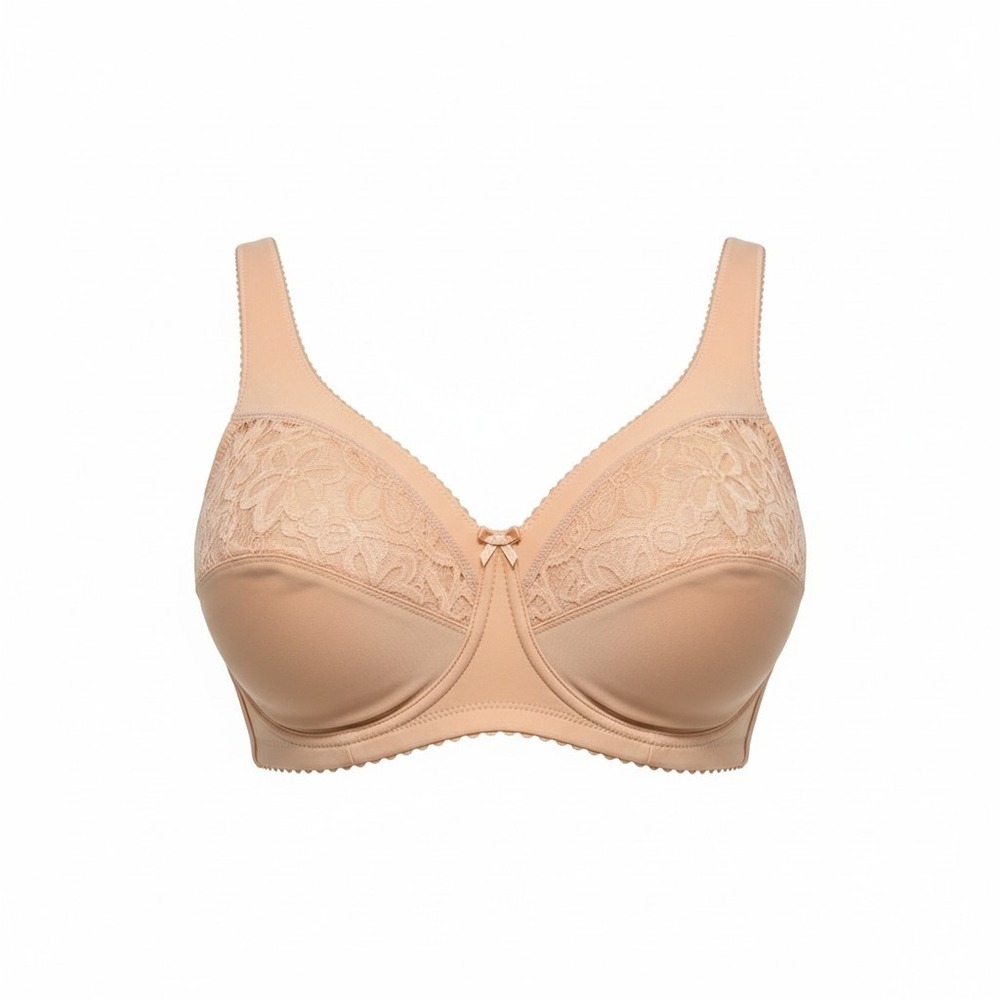 Glamorise MagicLift Lace Support Bra Women 40B Nude Beige Wireless Full Coverage